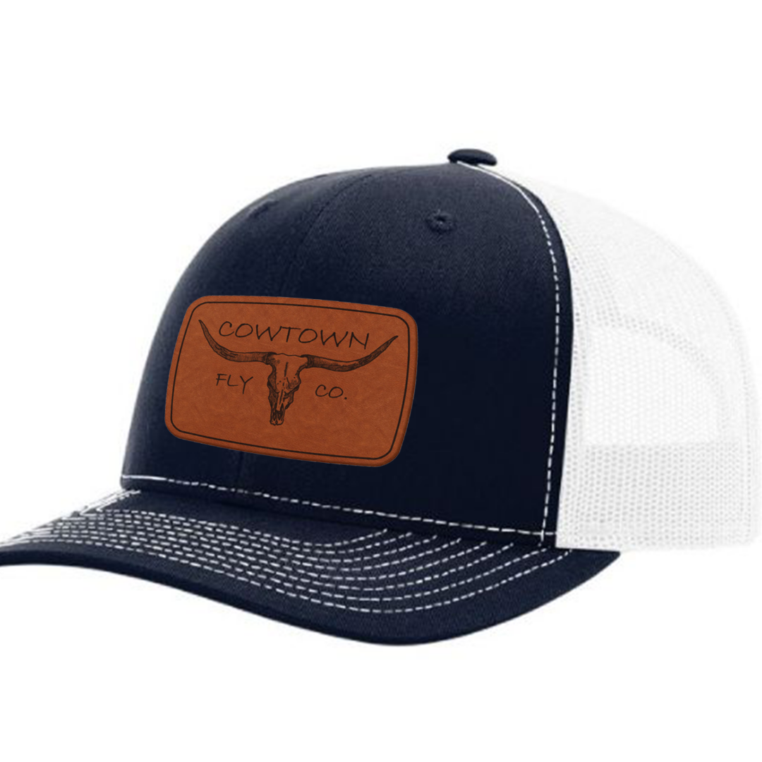 Leather Patch Hat - Navy/White
